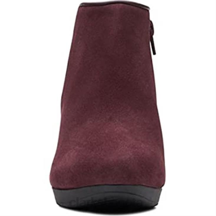 Clarks 0DX8L185 Zapatos de salón Clarks Ambyr Gem de ante burdeos para mujer mujer ante burdeos