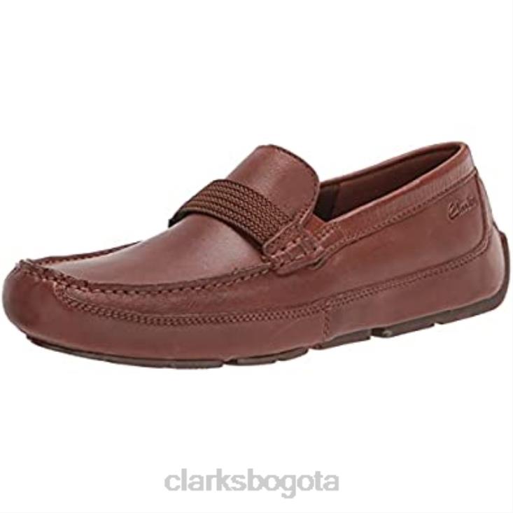 Clarks 0DX8L1852 Mocasines estilo conducción Markman Brace de cuero color canela oscuro para hombre Clarks hombres cuero bronceado oscuro