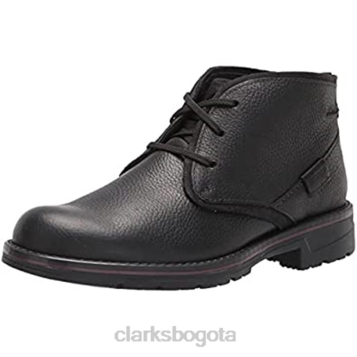 Clarks 0DX8L1855 botas chukka impermeables morris peak para hombre de cuero caído negro de clarks hombres