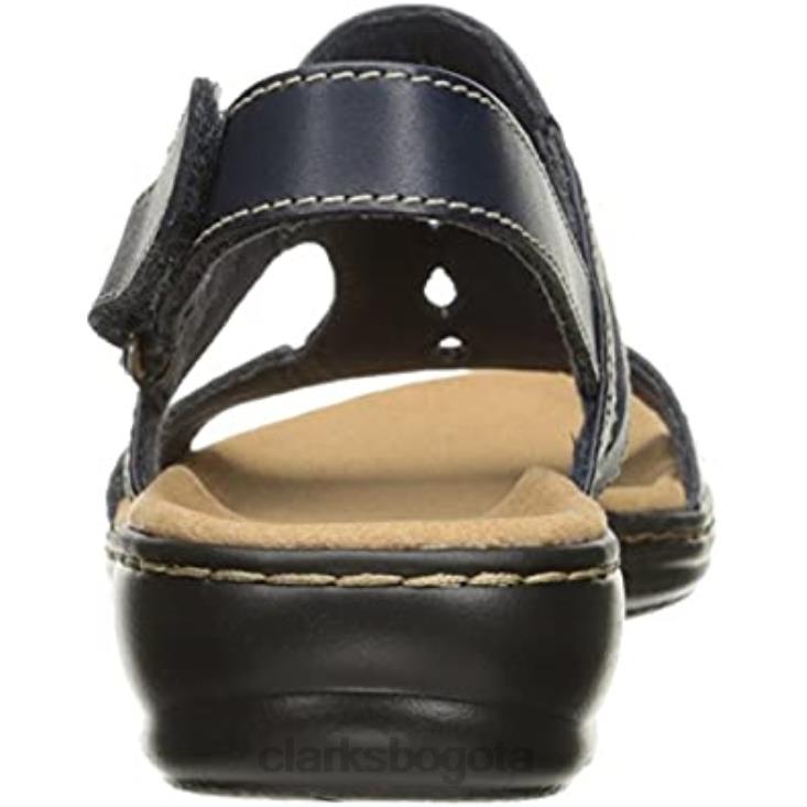 Clarks 0DX8L1867 Sandalia plana clarks leisa lakelyn de piel azul marino para mujer mujer cuero azul marino