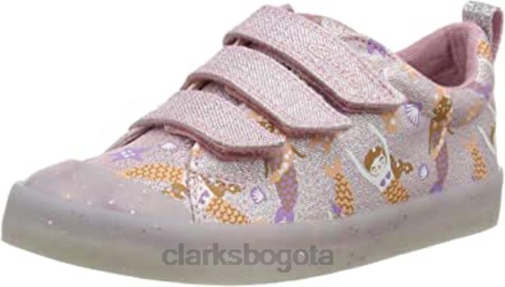Clarks 0DX8L1870 Zapatilla de niña con estampado foxing lona rosa clarks niños
