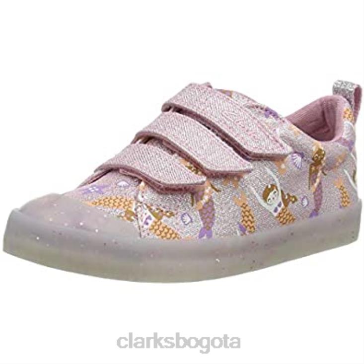 Clarks 0DX8L1870 Zapatilla de niña con estampado foxing lona rosa clarks niños