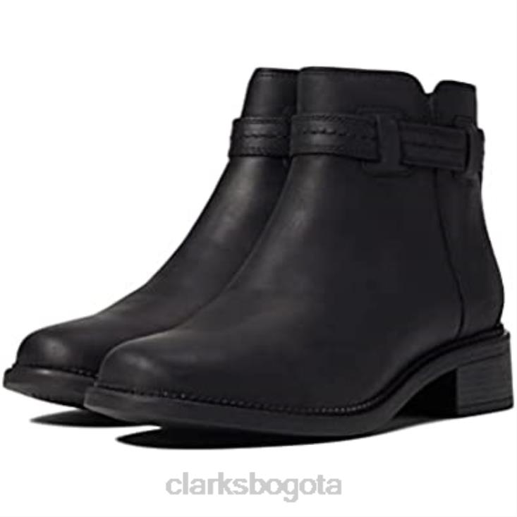Clarks 0DX8L1875 Botín clarks mujer maye facilidad piel negra mujer cuero negro