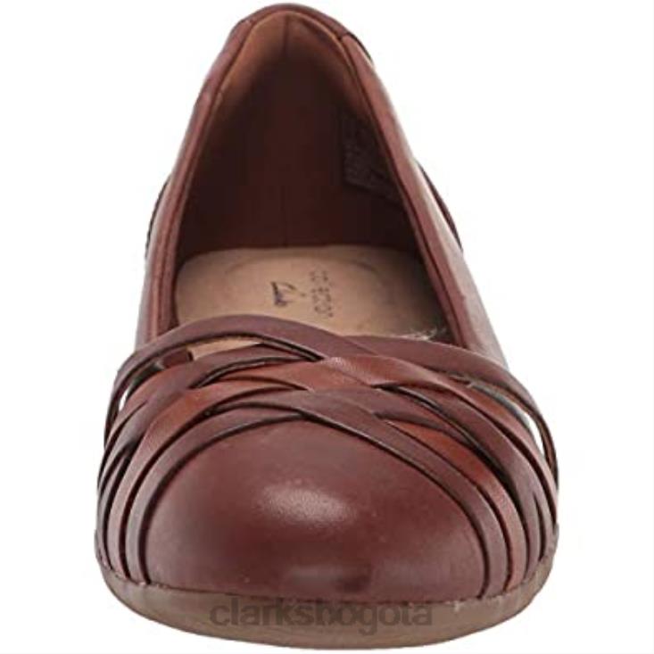 Clarks 0DX8L1887 bailarinas sara clover para mujer clarks mahoga ny combi de cuero mujer