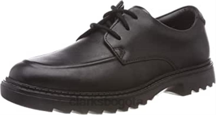 Clarks 0DX8L1889 clarks black boys asher grove derbis niños cuero negro cuero negro
