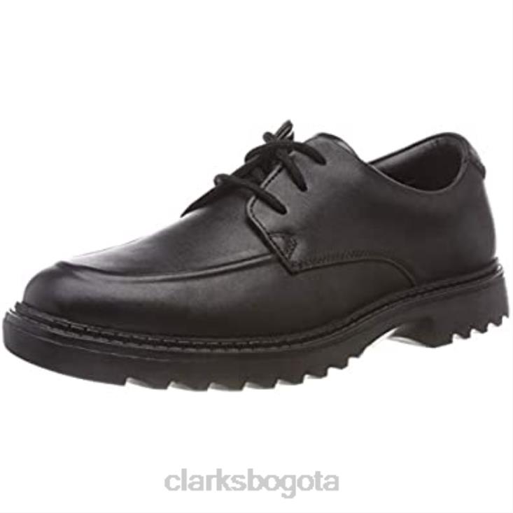 Clarks 0DX8L1889 clarks black boy\s asher grove derbis niños cuero negro cuero negro