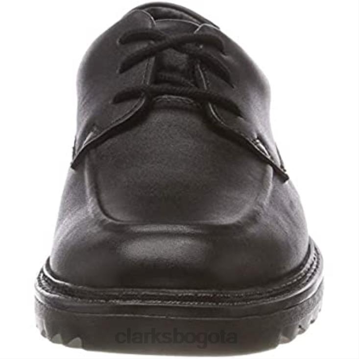 Clarks 0DX8L1889 clarks black boy\s asher grove derbis niños cuero negro cuero negro
