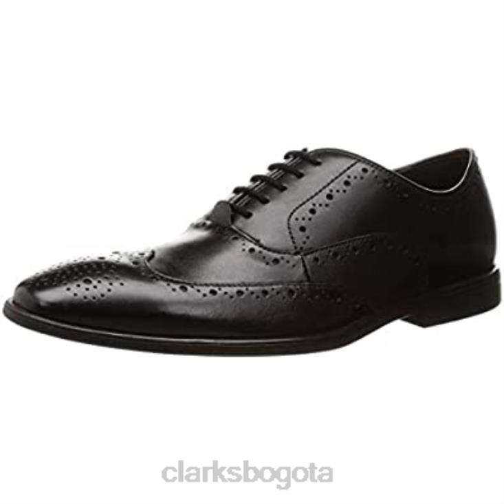 Clarks 0DX8L1898 Clarks Bampton Rhodes Oxford plano de cuero negro para hombre hombres cuero negro