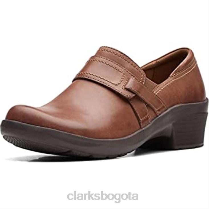 Clarks 0DX8L190 angie poppy clarks de cuero tostado oscuro unisexo cuero bronceado oscuro