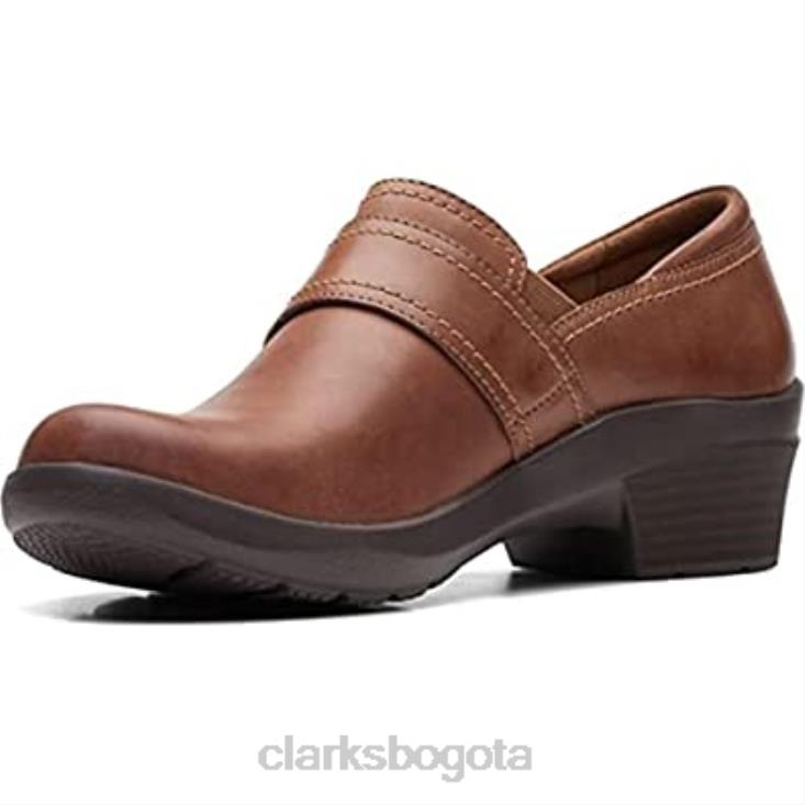 Clarks 0DX8L190 angie poppy clarks de cuero tostado oscuro unisexo cuero bronceado oscuro