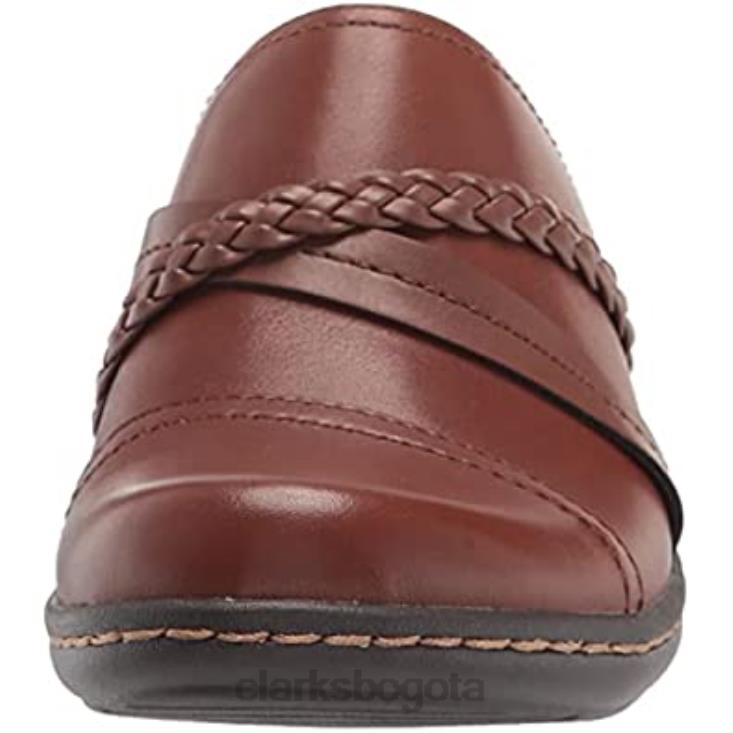 Clarks 0DX8L1906 Zueco Clarks Laurieann Step para mujer de piel color canela oscuro mujer cuero bronceado oscuro