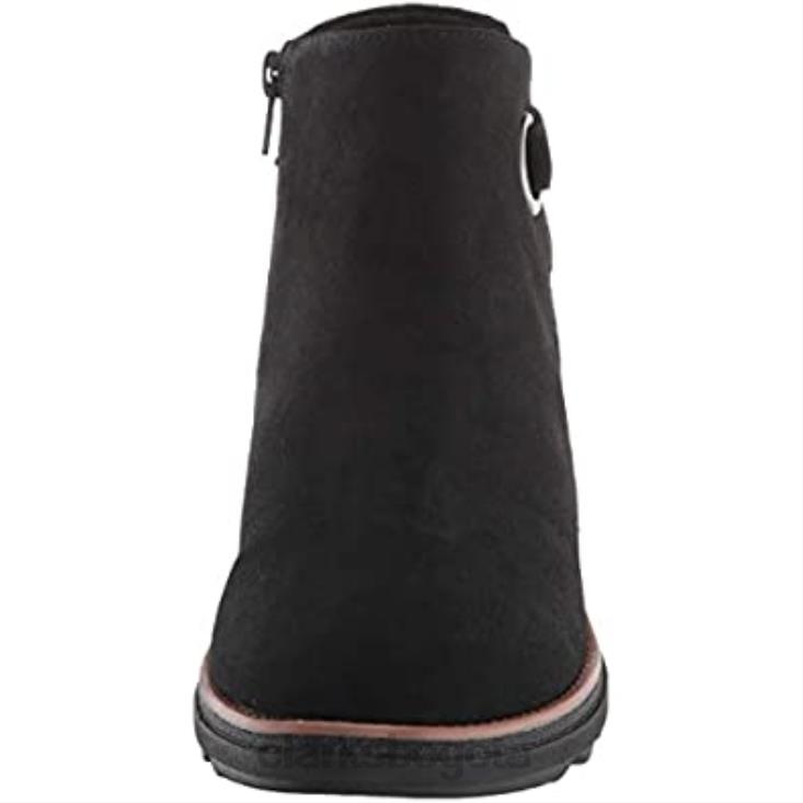 Clarks 0DX8L1911 botines sharon spring para mujer clarks ante negro con ribete tostado oscuro mujer gamuza negra con ribete tostado oscuro