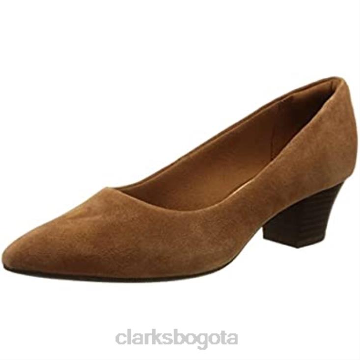 Clarks 0DX8L1953 Zapatos de tacón teresa de ante color tostado oscuro de Clarks para mujer mujer gamuza bronceada oscura