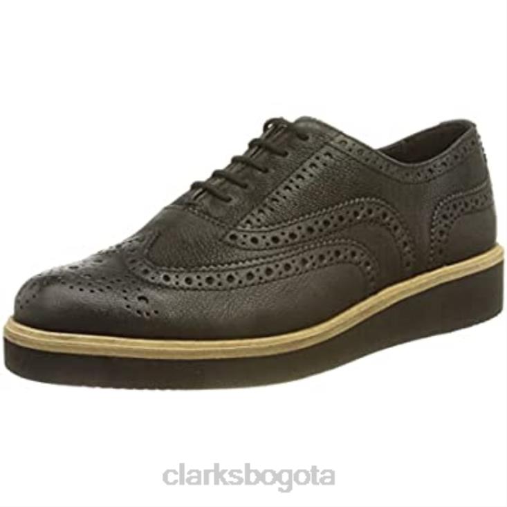 Clarks 0DX8L1963 Merceditas planas clarks baille brogue de piel negra para mujer mujer cuero negro