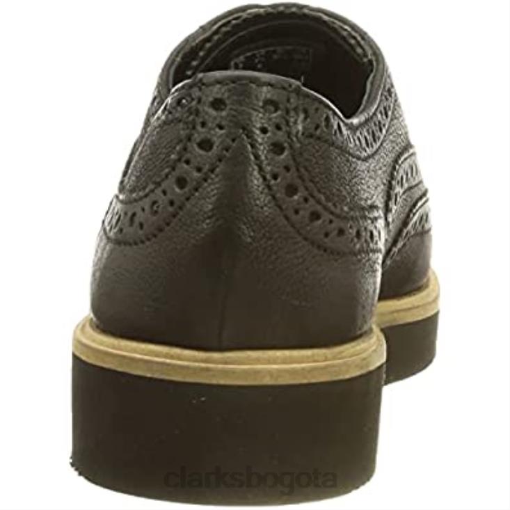 Clarks 0DX8L1963 Merceditas planas clarks baille brogue de piel negra para mujer mujer cuero negro
