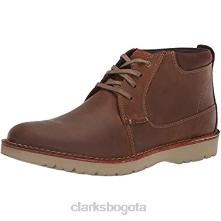 Clarks 0DX8L1964 Botín medio vargo de cuero tostado oscuro para hombre clarks hombres cuero bronceado oscuro