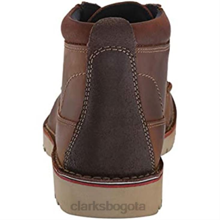 Clarks 0DX8L1964 Botín medio vargo de cuero tostado oscuro para hombre clarks hombres cuero bronceado oscuro