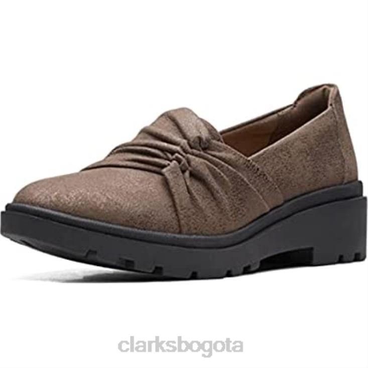 Clarks 0DX8L198 mocasín mujer estilo calla plano bronce metalizado sintético clarks mujer bronce metálico sintético