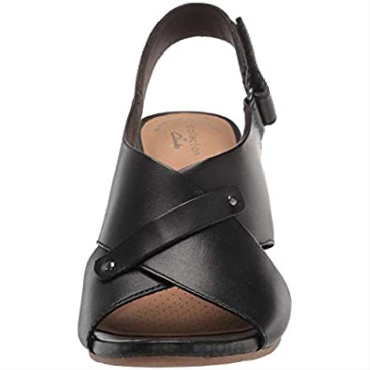 Clarks 0DX8L1982 sandalia con cuña margee eve para mujer clarks de cuero negro mujer cuero negro