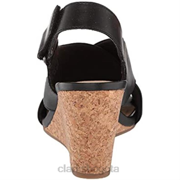 Clarks 0DX8L1982 sandalia con cuña margee eve para mujer clarks de cuero negro mujer cuero negro