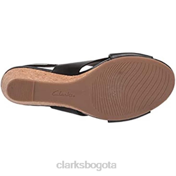 Clarks 0DX8L1982 sandalia con cuña margee eve para mujer clarks de cuero negro mujer cuero negro