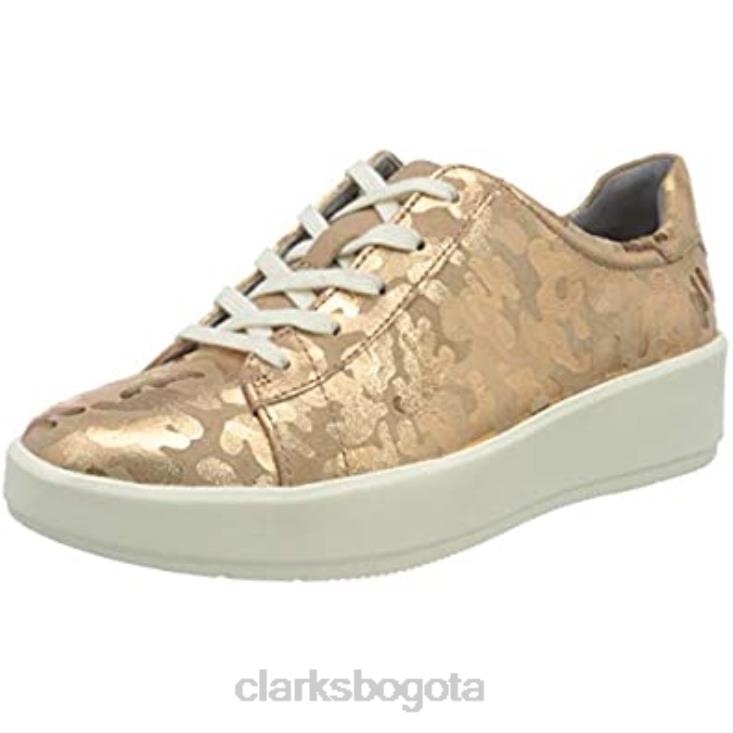 Clarks 0DX8L1986 Zapatilla clarks layton pace de mujer en ante dorado rosa mujer