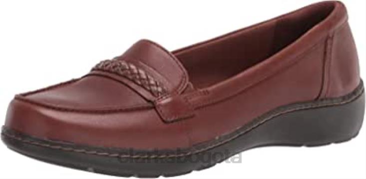 Clarks 0DX8L1987 Mocasines clarks cora viola de cuero tostado oscuro para mujer mujer cuero bronceado oscuro