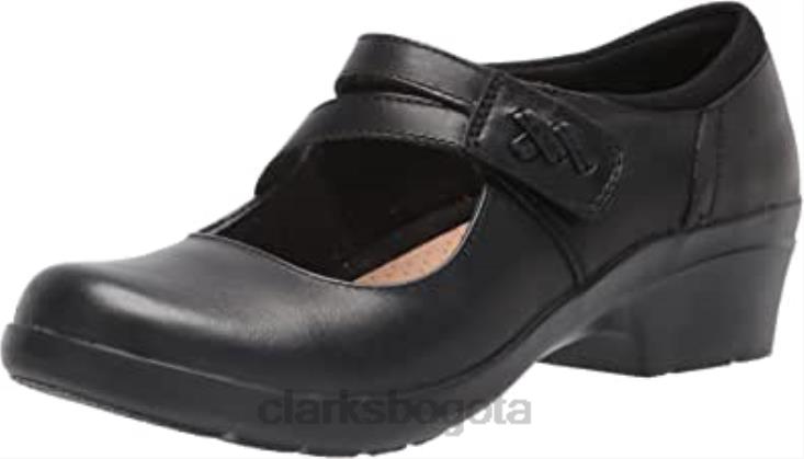 Clarks 0DX8L1995 Merceditas clarks angie bell de mujer de piel negra mujer cuero negro