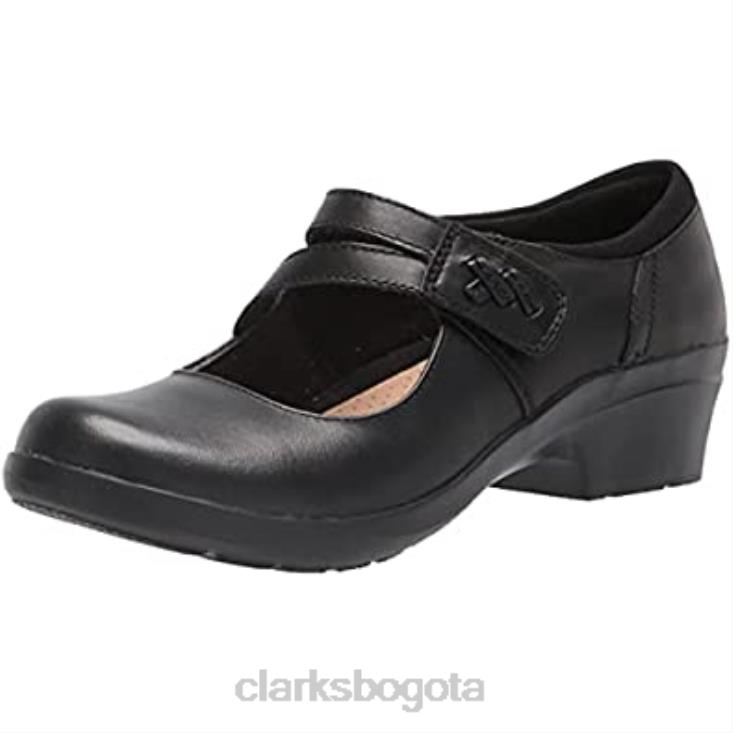 Clarks 0DX8L1995 Merceditas clarks angie bell de mujer de piel negra mujer cuero negro