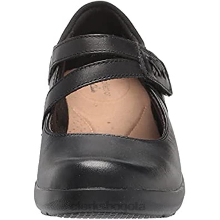 Clarks 0DX8L1995 Merceditas clarks angie bell de mujer de piel negra mujer cuero negro