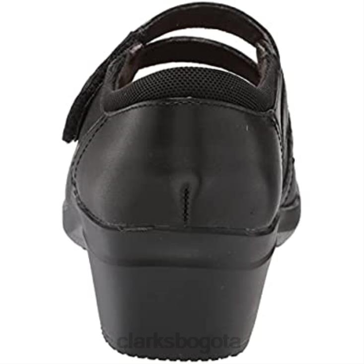 Clarks 0DX8L1995 Merceditas clarks angie bell de mujer de piel negra mujer cuero negro
