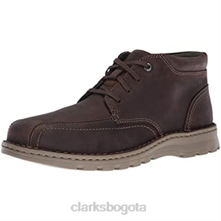Clarks 0DX8L1998 botín medio vanek para hombre de piel marrón oscuro clarks hombres cuero marrón oscuro