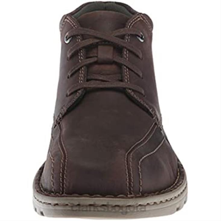 Clarks 0DX8L1998 botín medio vanek para hombre de piel marrón oscuro clarks hombres cuero marrón oscuro