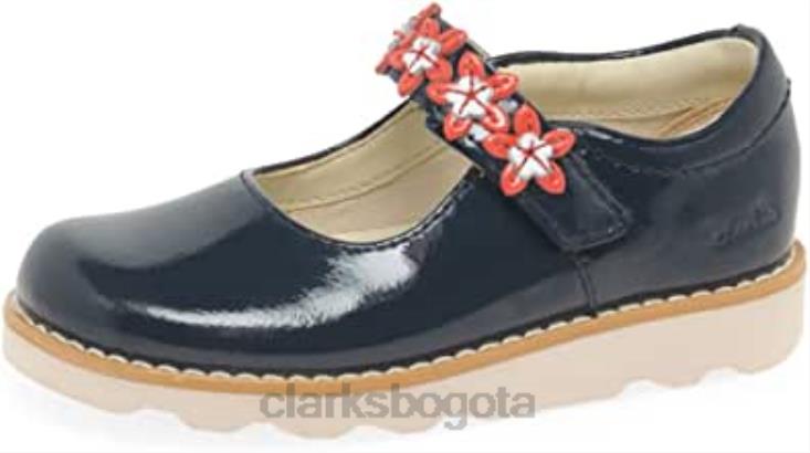 Clarks 0DX8L200 Zapatos Clarks Crown Petal de cuero encerado para niño azul marino niños