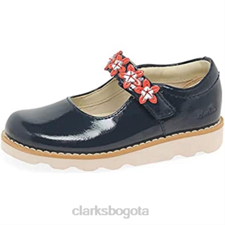 Clarks 0DX8L200 Zapatos Clarks Crown Petal de cuero encerado para niño azul marino niños
