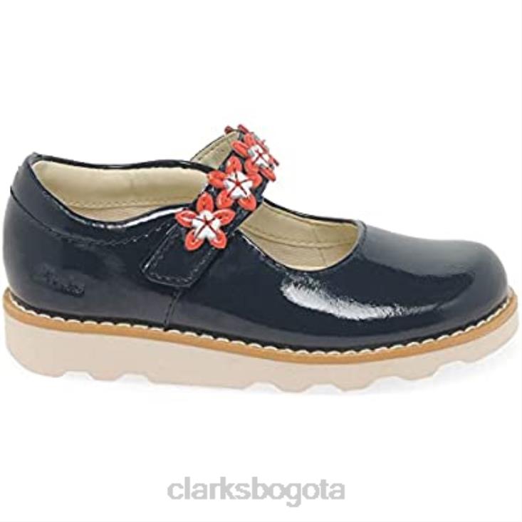 Clarks 0DX8L200 Zapatos Clarks Crown Petal de cuero encerado para niño azul marino niños