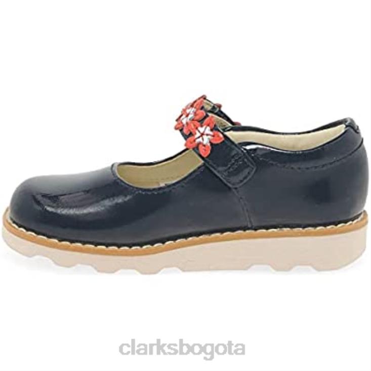 Clarks 0DX8L200 Zapatos Clarks Crown Petal de cuero encerado para niño azul marino niños
