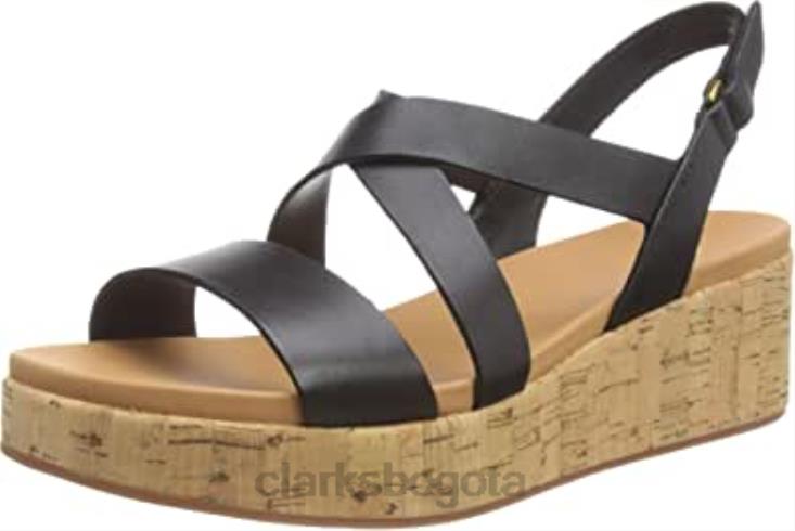 Clarks 0DX8L2011 Sandalia con cuña de corcho kimmei de mujer clarks negra mujer negro