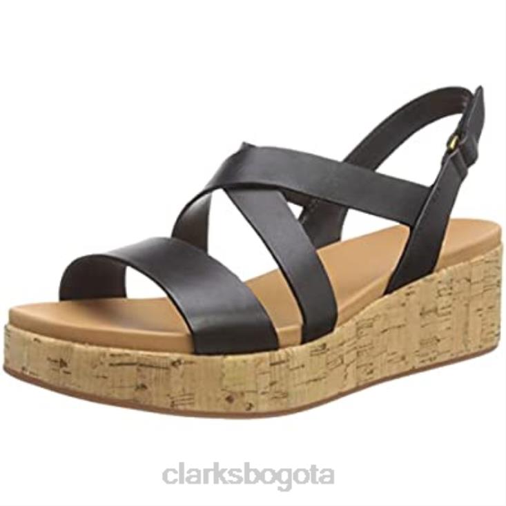 Clarks 0DX8L2011 Sandalia con cuña de corcho kimmei de mujer clarks negra mujer negro