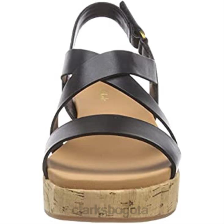 Clarks 0DX8L2011 Sandalia con cuña de corcho kimmei de mujer clarks negra mujer negro
