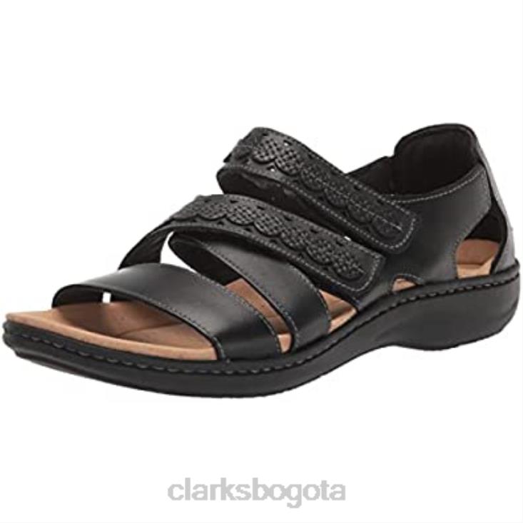 Clarks 0DX8L2016 Sandalia plana clarks laurieann holly de piel negra para mujer mujer