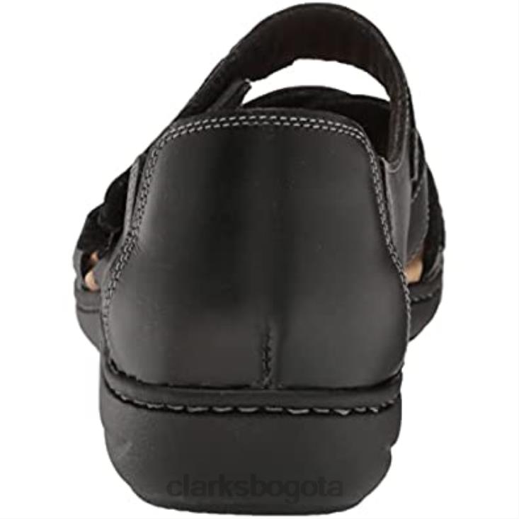 Clarks 0DX8L2016 Sandalia plana clarks laurieann holly de piel negra para mujer mujer