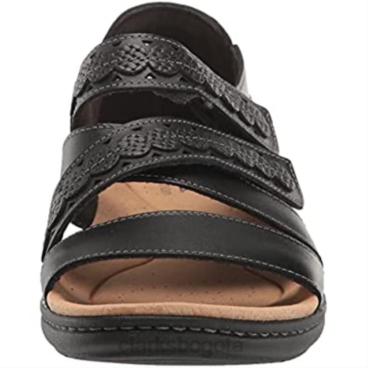 Clarks 0DX8L2017 Sandalia plana Clarks Laurieann Holly de cuero negro para hombre hombres cuero negro