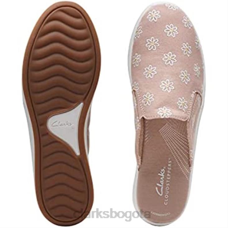 Clarks 0DX8L2030 Mule Breeze Shore para mujer color topo combi Canvas Clarks mujer lona combinada color topo