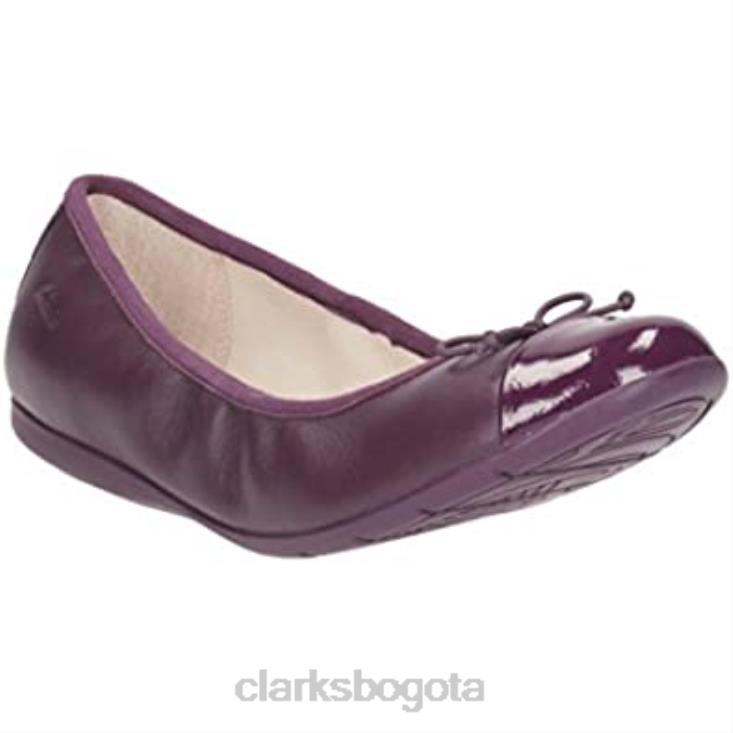 Clarks 0DX8L2041 zapatos de cuero clarks purple dance puff jnr para niña niños púrpura