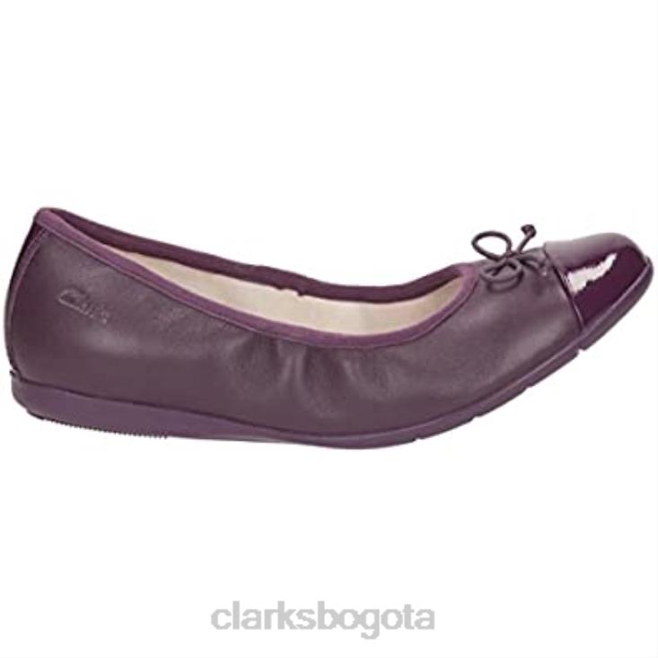Clarks 0DX8L2041 zapatos de cuero clarks purple dance puff jnr para niña niños púrpura