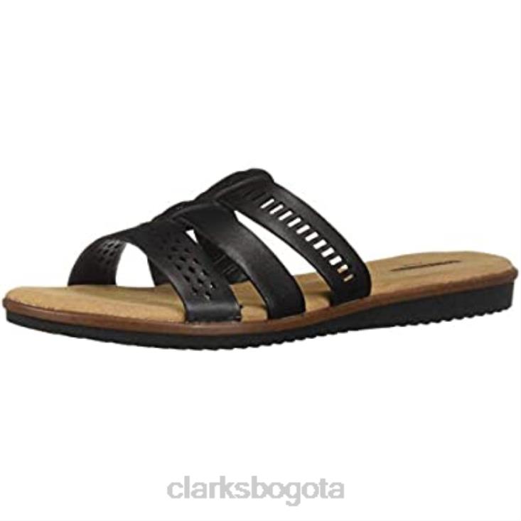 Clarks 0DX8L2042 Sandalias clarks kele wil low slide de cuero negro para mujer mujer cuero negro