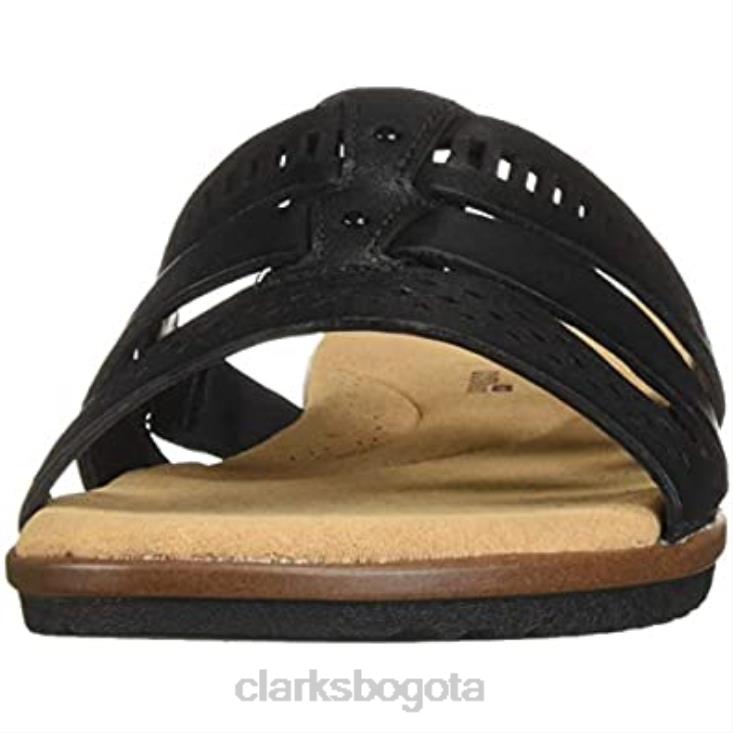 Clarks 0DX8L2042 Sandalias clarks kele wil low slide de cuero negro para mujer mujer cuero negro