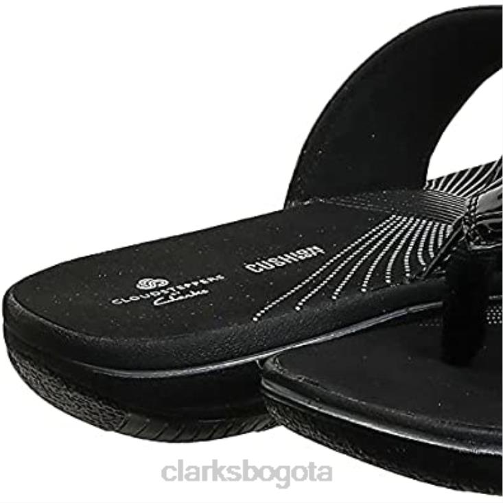 Clarks 0DX8L2044 Chanclas Breeze Sea Mujer Charol Sintetico Negro Clarks mujer charol sintético negro