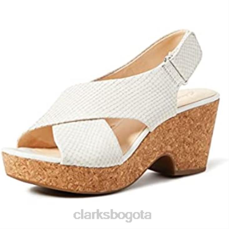 Clarks 0DX8L2060 blanco (serpiente blanca serpiente blanca) mujer 261479364 sandalias con correa en el tobillo clarks mujer
